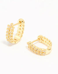 Gold Plated Cubic Zirconia Mini Vine Huggie Earrings - link has visual effect only