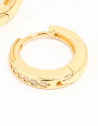 Gold Plated Cubic Zirconia Graduated Huggie Hoop Earrings - link has visual effect only