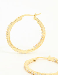 Gold Plated Cubic Zirconia Skinny Large Hoop Earrings - link has visual effect only