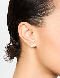 Gold Plated Cubic Zirconia Butterfly Stud Earrings - link has visual effect only