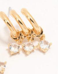 Gold Plated Cubic Zirconia Trio Hoop Earrings - link has visual effect only