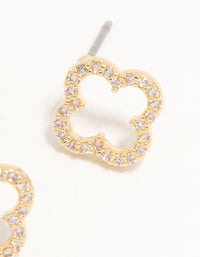 Gold Plated Cubic Zirconia Flower Outline Stud Earrings - link has visual effect only