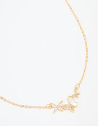 Gold Plated Cubic Zirconia Butterfly Pendant Necklace - link has visual effect only