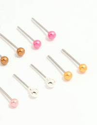 Silver Multicoloured Micro Stud Earrings 12-Pack - link has visual effect only