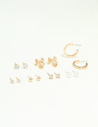 Gold Diamante Hoop & Stud Earrings 7-Pack - link has visual effect only