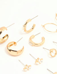 Gold Hoop & Stud Earrings 12-Pack - link has visual effect only