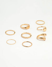 Gold Thin Wrap Circle Stacking Rings 8-Pack - link has visual effect only