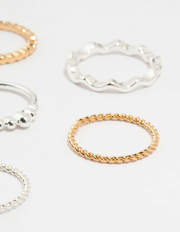Mixed Metal Textured Spiral 12-Pack Rings