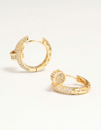 Gold Plated Diamante Nail Hoop Earrings - link has visual effect only