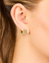 Gold Plated Cubic Zirconia Checkered Mini Hoop Earrings - link has visual effect only