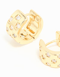 Gold Plated Cubic Zirconia Checkered Mini Hoop Earrings - link has visual effect only