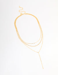 Gold Plated Tennis Chain Layered Y-Necklace - link has visual effect only