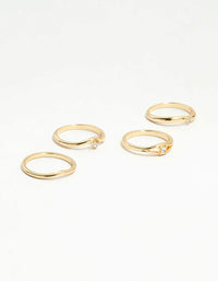 Gold Plated Organic Wave Stacking Rings 4-Pack - link has visual effect only
