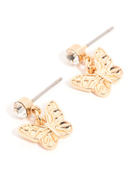 Gold Diamante Butterfly Drop Earrings - link has visual effect only
