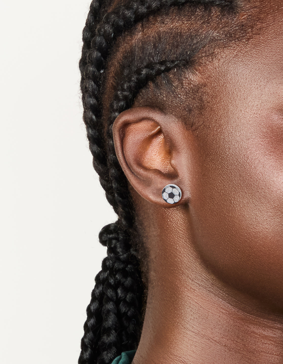 Silver Soccer Ball Stud Earrings