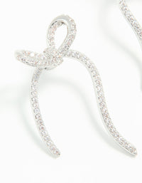 Silver Cubic Zirconia Dainty Ribbon Stud Earrings - link has visual effect only
