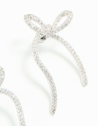 Silver Cubic Zirconia Dainty Ribbon Stud Earrings - link has visual effect only