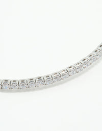 Silver Cubic Zirconia Open Floral Bangle - link has visual effect only