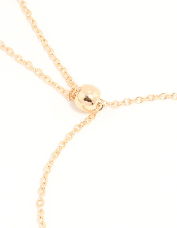 Gold Cubic Zirconia Pink Flower Toggle Bracelet