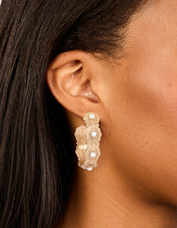 Gold Pearl Textured Hoop Earrings - link has visual effect only