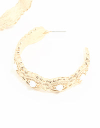 Gold Pearl Textured Hoop Earrings - link has visual effect only