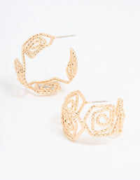 Gold Textured Twisted Hoop Earrings - link has visual effect only