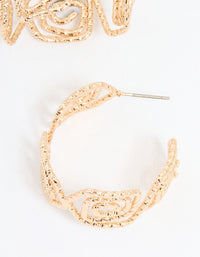 Gold Textured Twisted Hoop Earrings - link has visual effect only