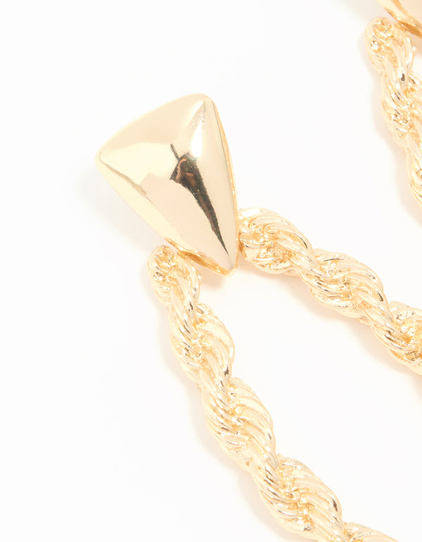 Gold Twisted Rope Drop Earrings