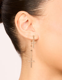 Gold Dangly Cross Drop Earrings - link has visual effect only