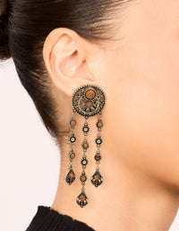 Antique Gold Orange Circle Drop Earrings - link has visual effect only