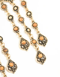 Antique Gold Orange Circle Drop Earrings - link has visual effect only