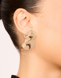 Gold Large Swirl Stud Earrings - link has visual effect only