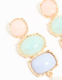 Gold Pearl Pink, Green & Blue Stone Drop Earrings - link has visual effect only
