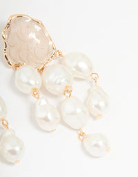 Gold Pearl Triple Layered Drop Earrings - link has visual effect only