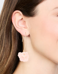 Gold Wire Pink Floral Drop Earrings - link has visual effect only