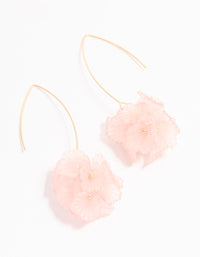 Gold Wire Pink Floral Drop Earrings - link has visual effect only
