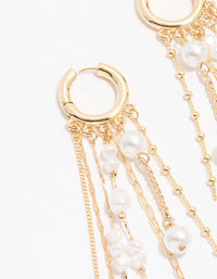 Gold Chain & Pearl Huggie Earrings - link has visual effect only