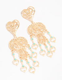 Gold Large Heart Drop Earrings - link has visual effect only