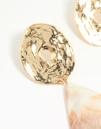 Gold Pink Genuine Shell Disc Drop Earrings - link has visual effect only