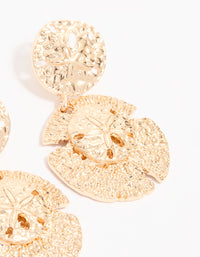 Gold Sand Dollar Drop Earrings - link has visual effect only