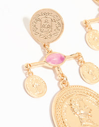 Gold Pink Marble & Coin Mobile Drop Earrings - link has visual effect only