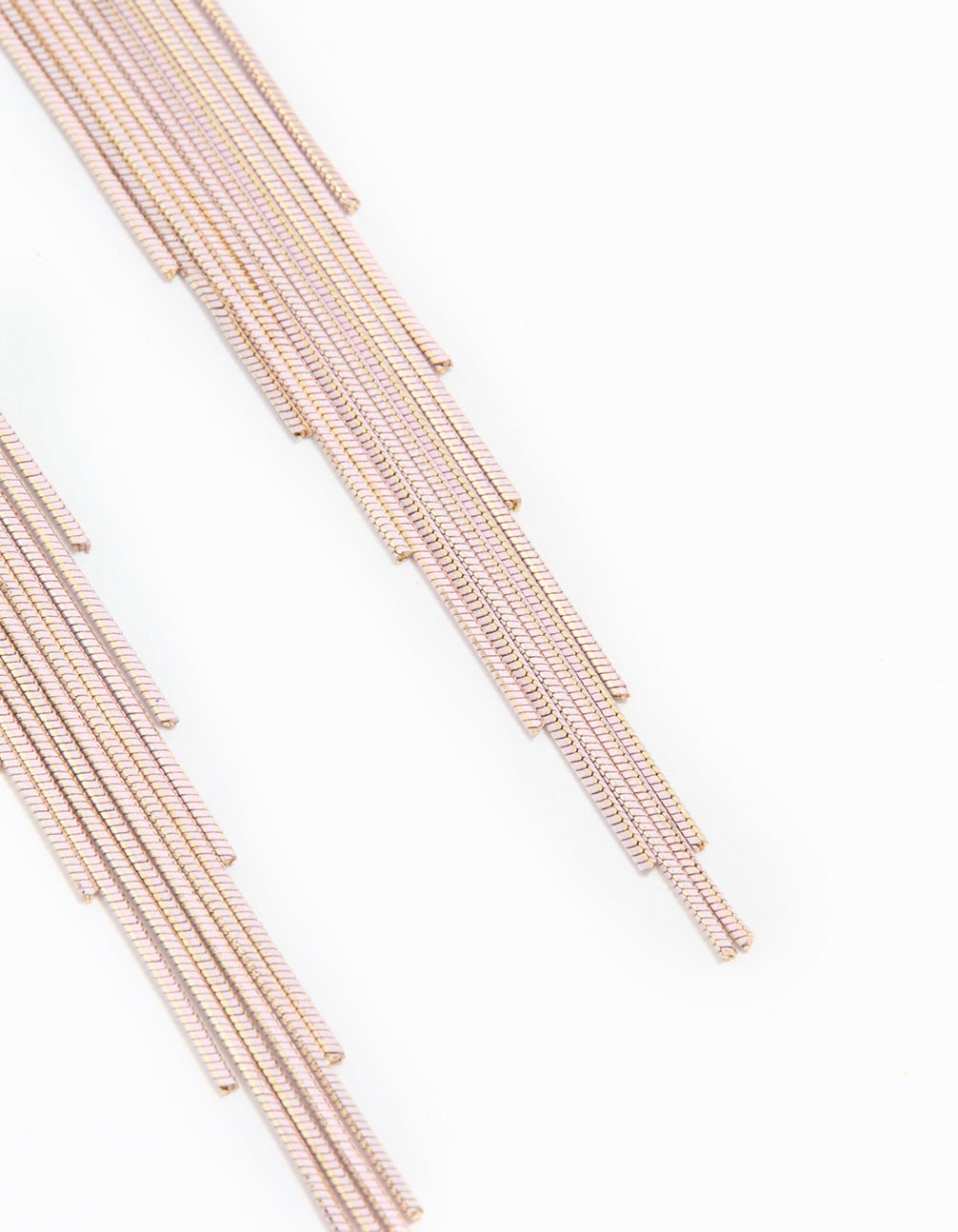 Gold Pink Waterfall Cut Chain Earrings