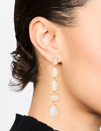 Gold White Stone Multirow Drop Earrings - link has visual effect only