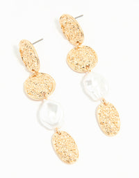 Gold Pearl Textured Drop Earrings - link has visual effect only
