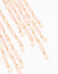 Gold Pearl & Pink Beaded Drop Earrings - link has visual effect only