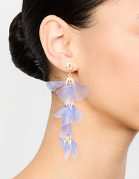 Blue Fabric Flower Chain Drop Earrings - link has visual effect only
