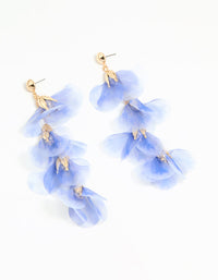 Blue Fabric Flower Chain Drop Earrings - link has visual effect only