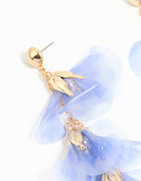 Blue Fabric Flower Chain Drop Earrings - link has visual effect only