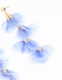 Blue Fabric Flower Chain Drop Earrings - link has visual effect only