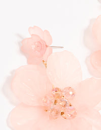Pink Flower Layered Drop Earrings - link has visual effect only